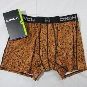 Cinch Men's Small Brown Tooled Leather Print Loose Fit Boxer